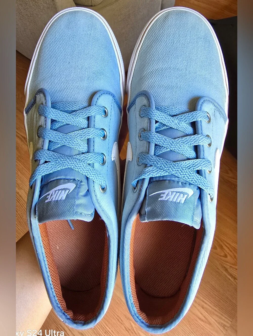 Sz 10.5 Men's NIKE YOKI LOW TXT Worn Blue/Tawny/White Casual Shoes